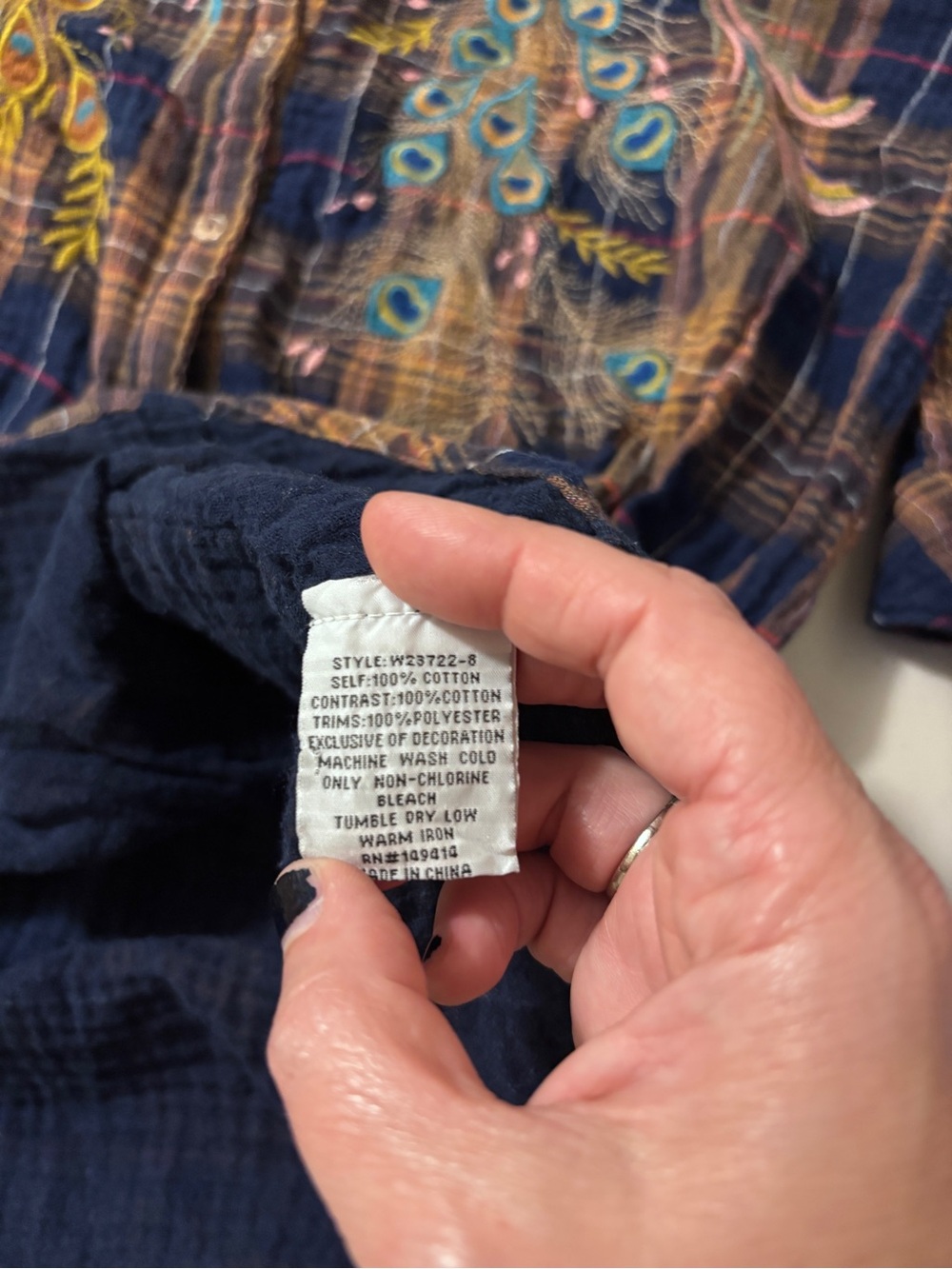Johnny Was Quito Painters Smock Size Small Tunic Plaid Floral Peacock Gauze Soft - Picture 11 of 11